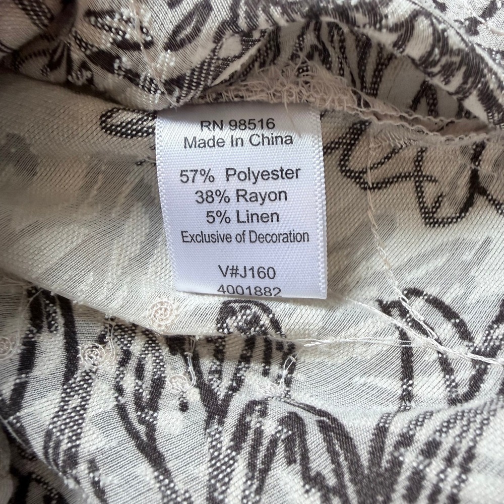 Coldwater Creek Petite‎ S Floral Crinkle Button Down Shirt Cream Chrysanthemum - Picture 8 of 8